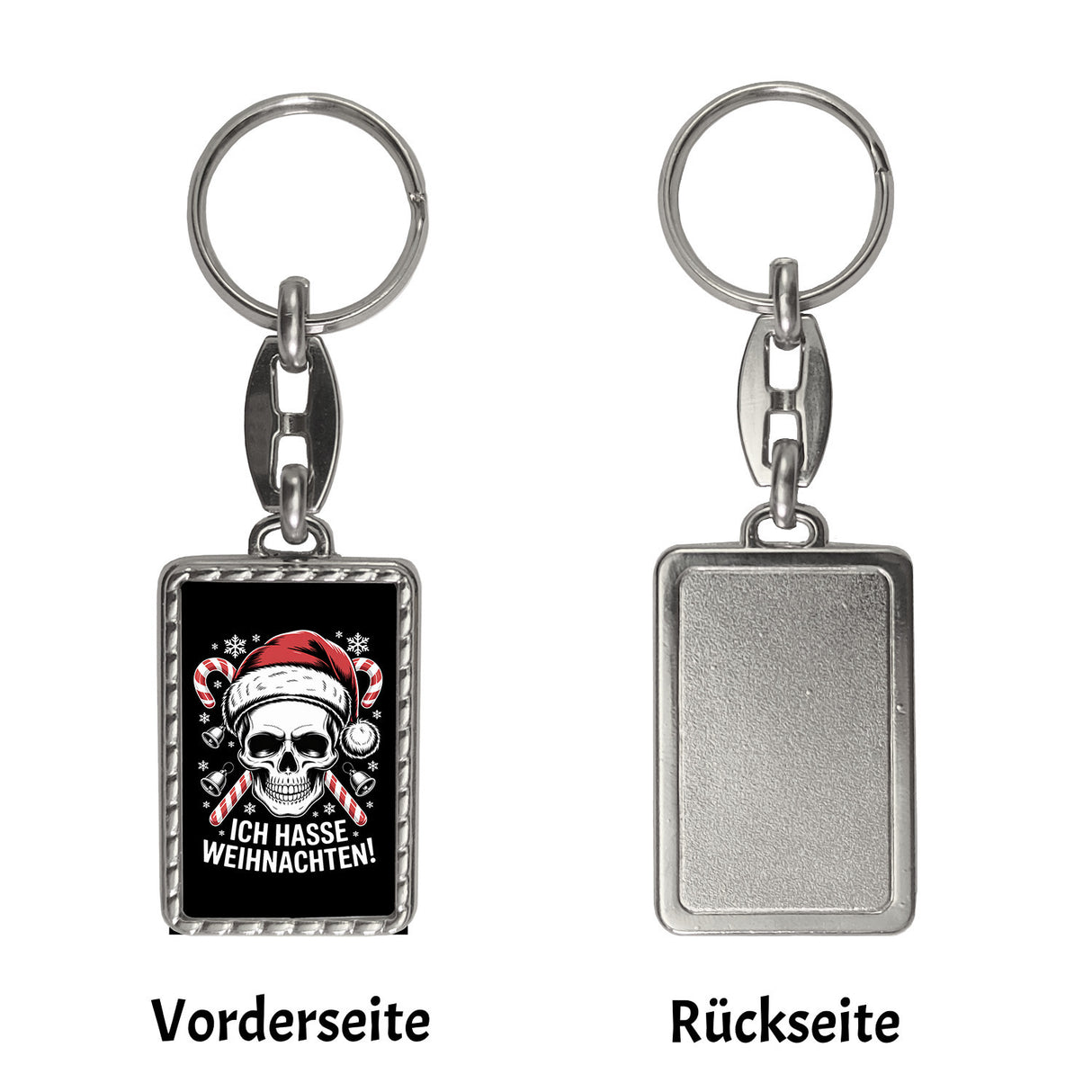 Totenkopf Weihnachtsmann Schlüsselanhänger - Ich hasse Weihnachten