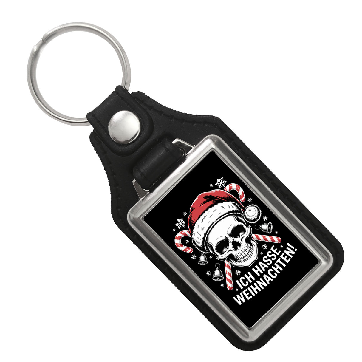 Totenkopf Weihnachtsmann Schlüsselanhänger - Ich hasse Weihnachten