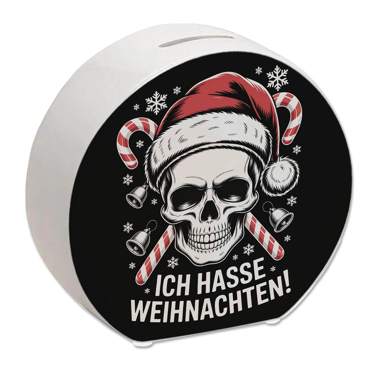Totenkopf Weihnachtsmann Spardose - Ich hasse Weihnachten