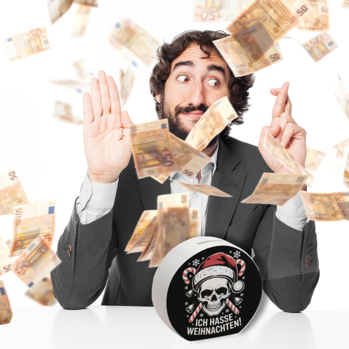 Totenkopf Weihnachtsmann Spardose - Ich hasse Weihnachten