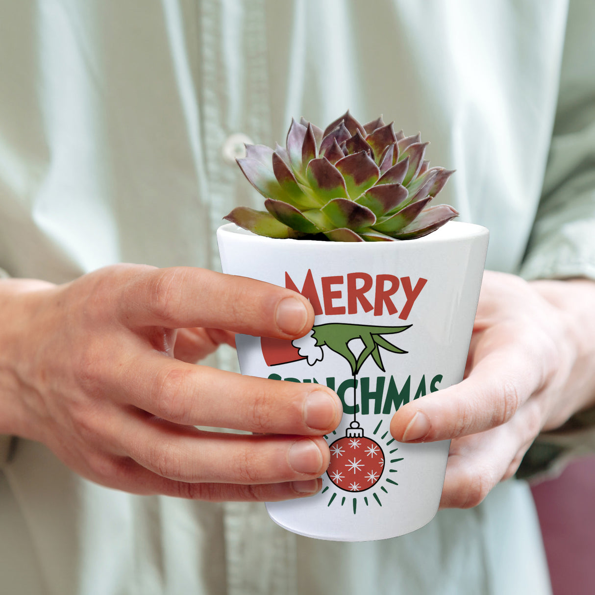 Weihnachtsmuffel-Hand merry Grinchmas Blumentopf