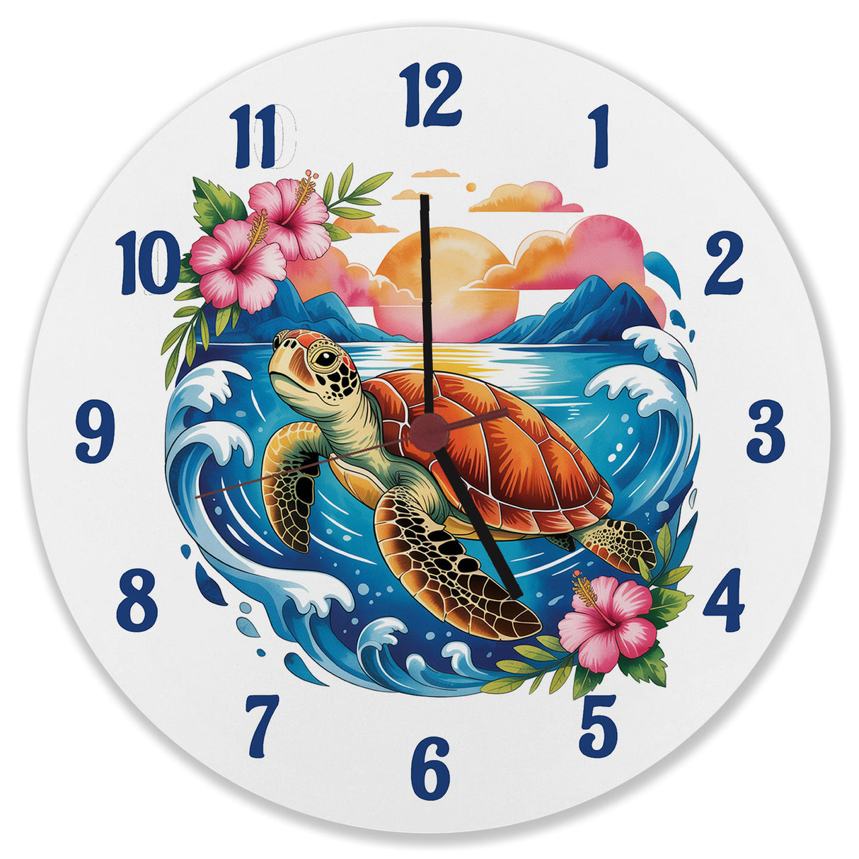 Meeresschildkröte Aquarellstil Wanduhr Maritimes Design
