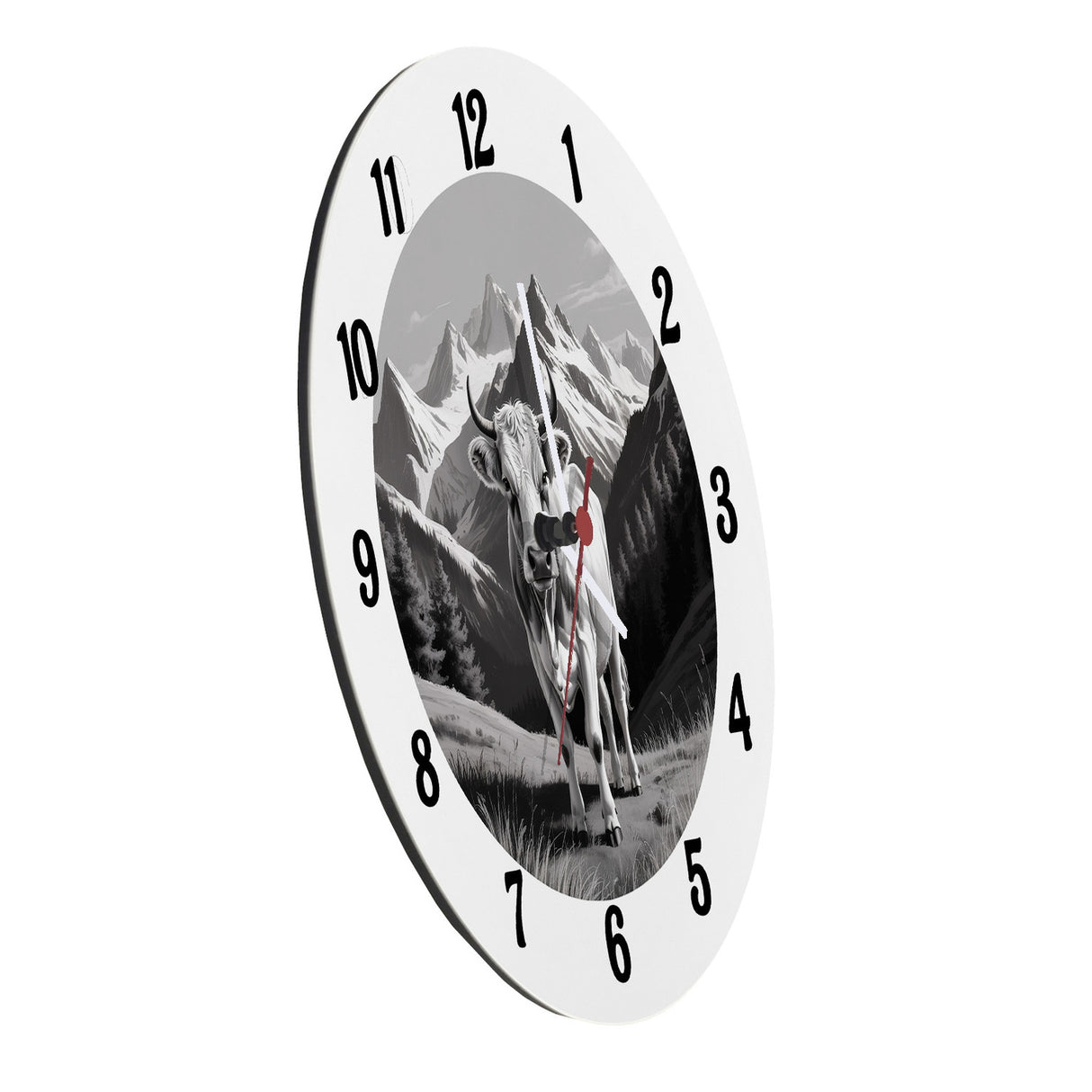 Kuh in den Bergen Wanduhr für Tier-Fans