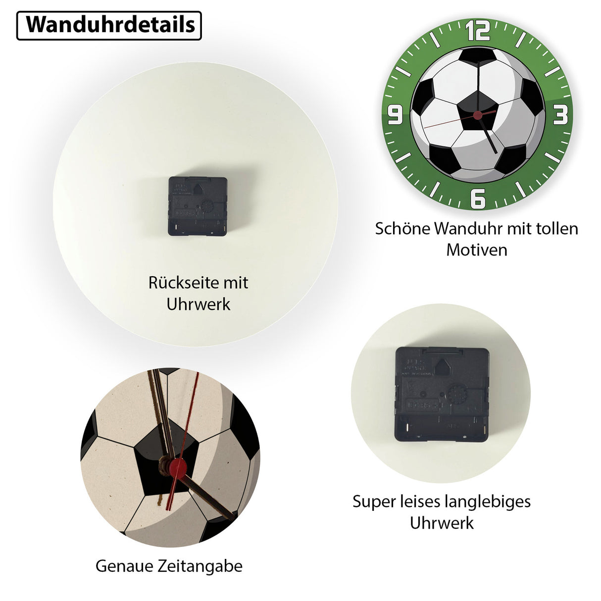Fußball Ziffernblatt Wanduhr für Fußballfans