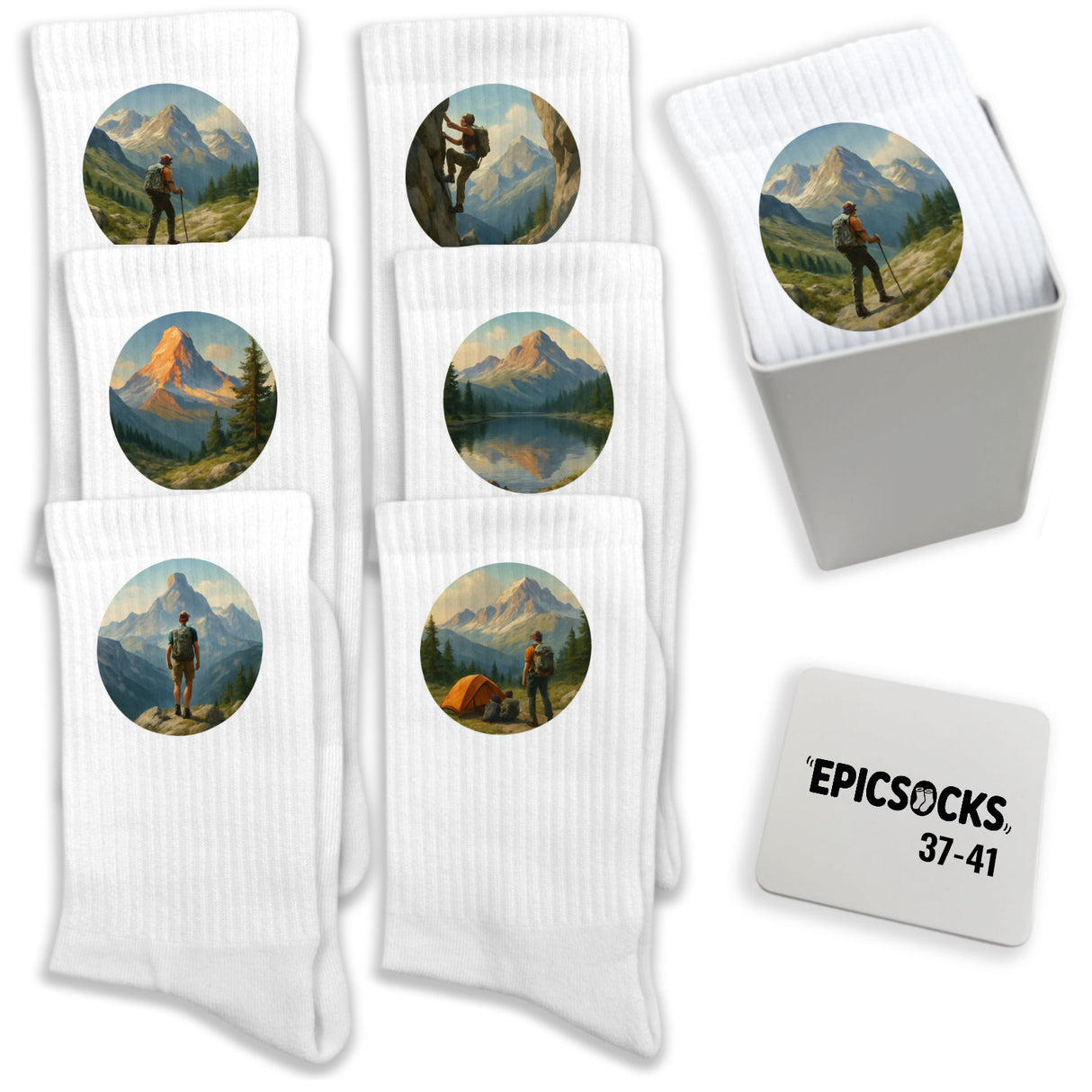 epicsocks Höhenrausch Socken in 37-41 im 6er Set in Geschenkdose im 6er Set in Geschenkbox