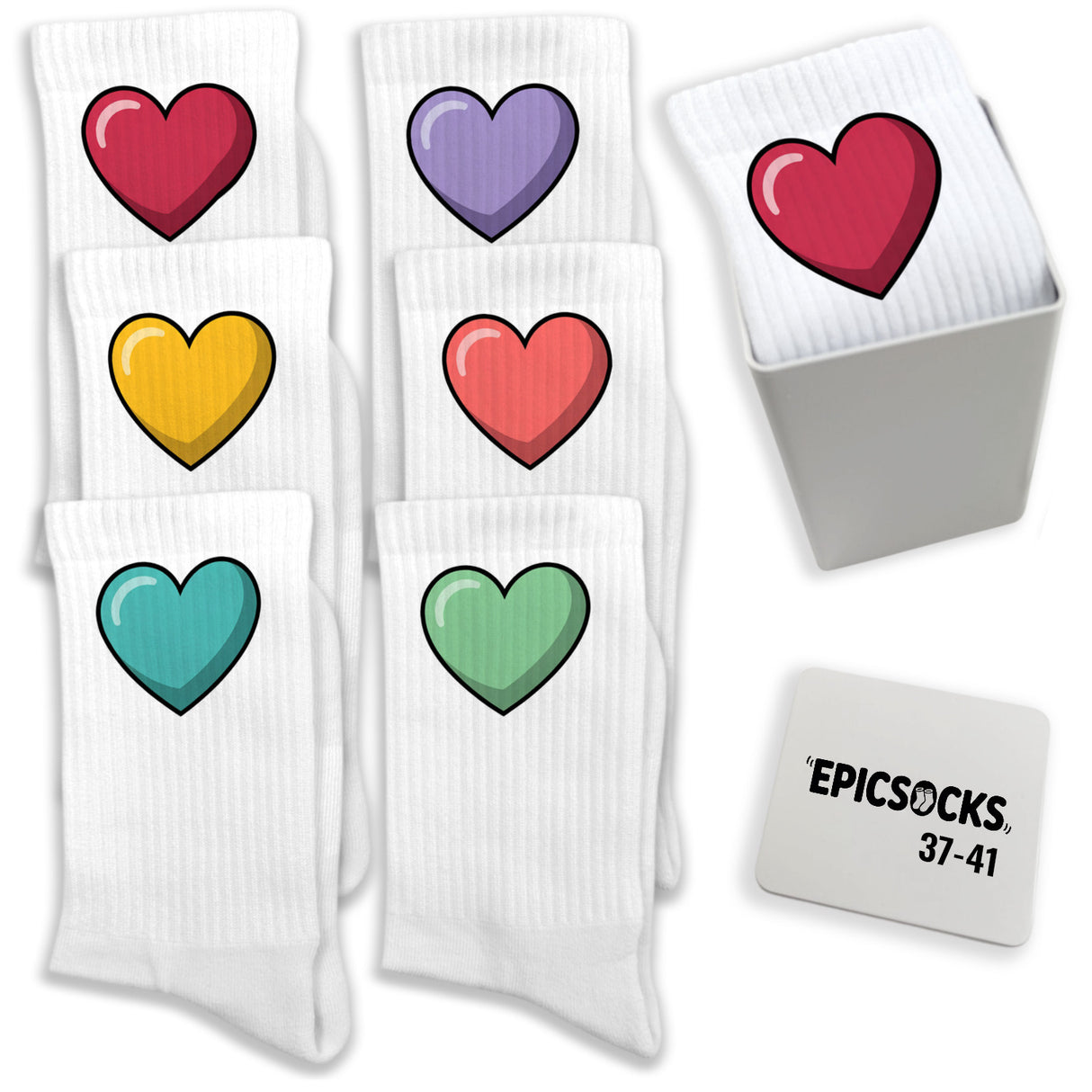 epicsocks Herzensmensch Socken in 37-41 im 6er Set in Geschenkdose im 6er Set in Geschenkbox