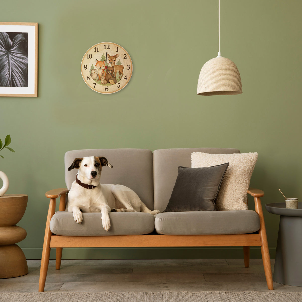 Waldtiere Aquarellstil Wanduhr für Tierliebhaber