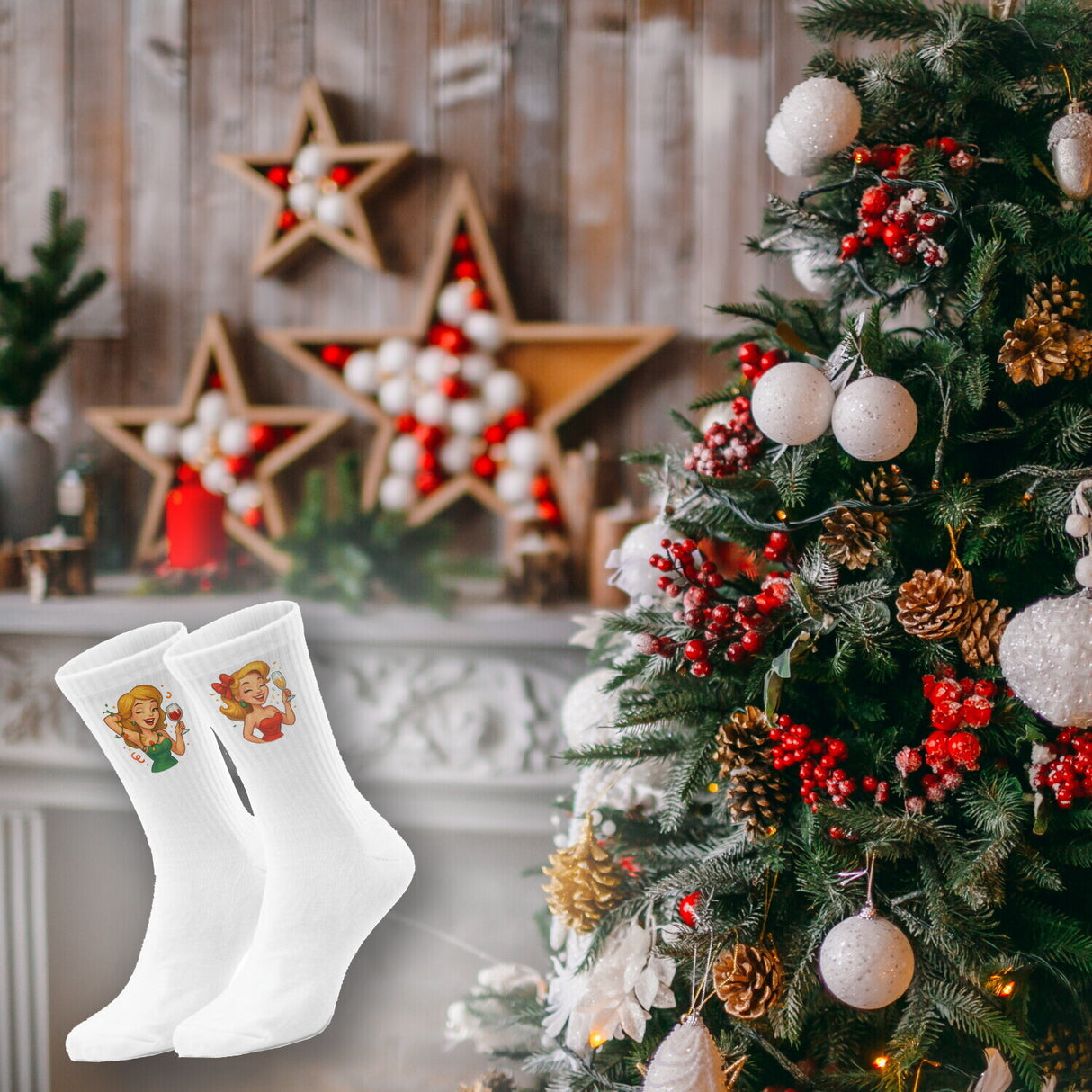 epicsocks Jolly Joy Santa’s Ladies Night Socken in 37-41 im Paar