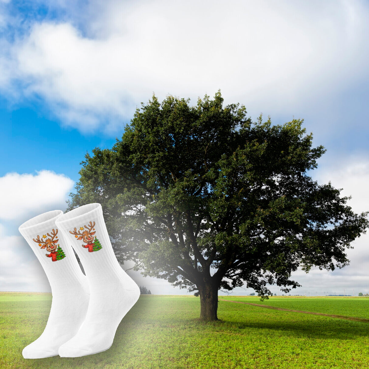 epicsocks Weihnachtsfreude Rentier Baum Socken in 37-41 im Paar