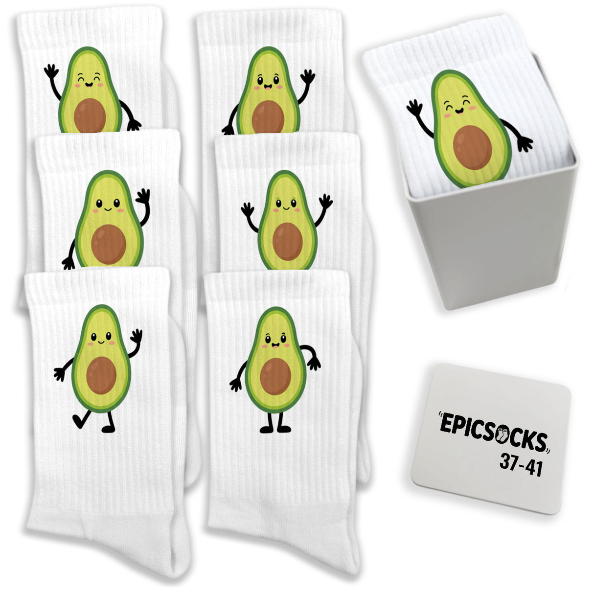 epicsocks Avocado Dreams Socken in 37-41 im 6er Set in Geschenkdose im 6er Set in Geschenkbox