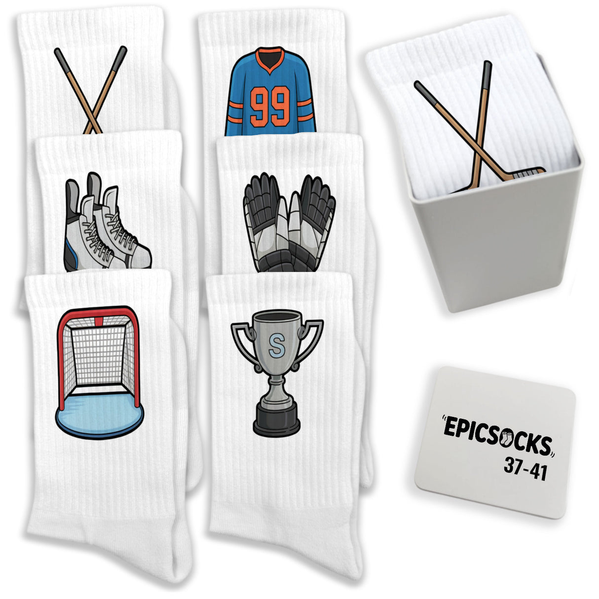 epicsocks Icehockey Dream Socken in 37-41 im 6er Set in Geschenkdose im 6er Set in Geschenkbox