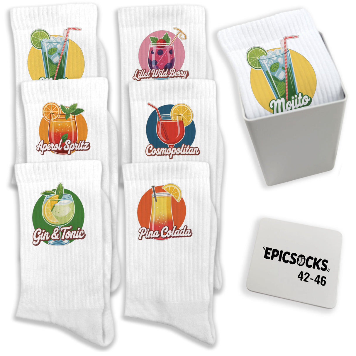 epicsocks Cocktail Dreams Socken in 37-41 im 6er Set in Geschenkdose im 6er Set in Geschenkbox