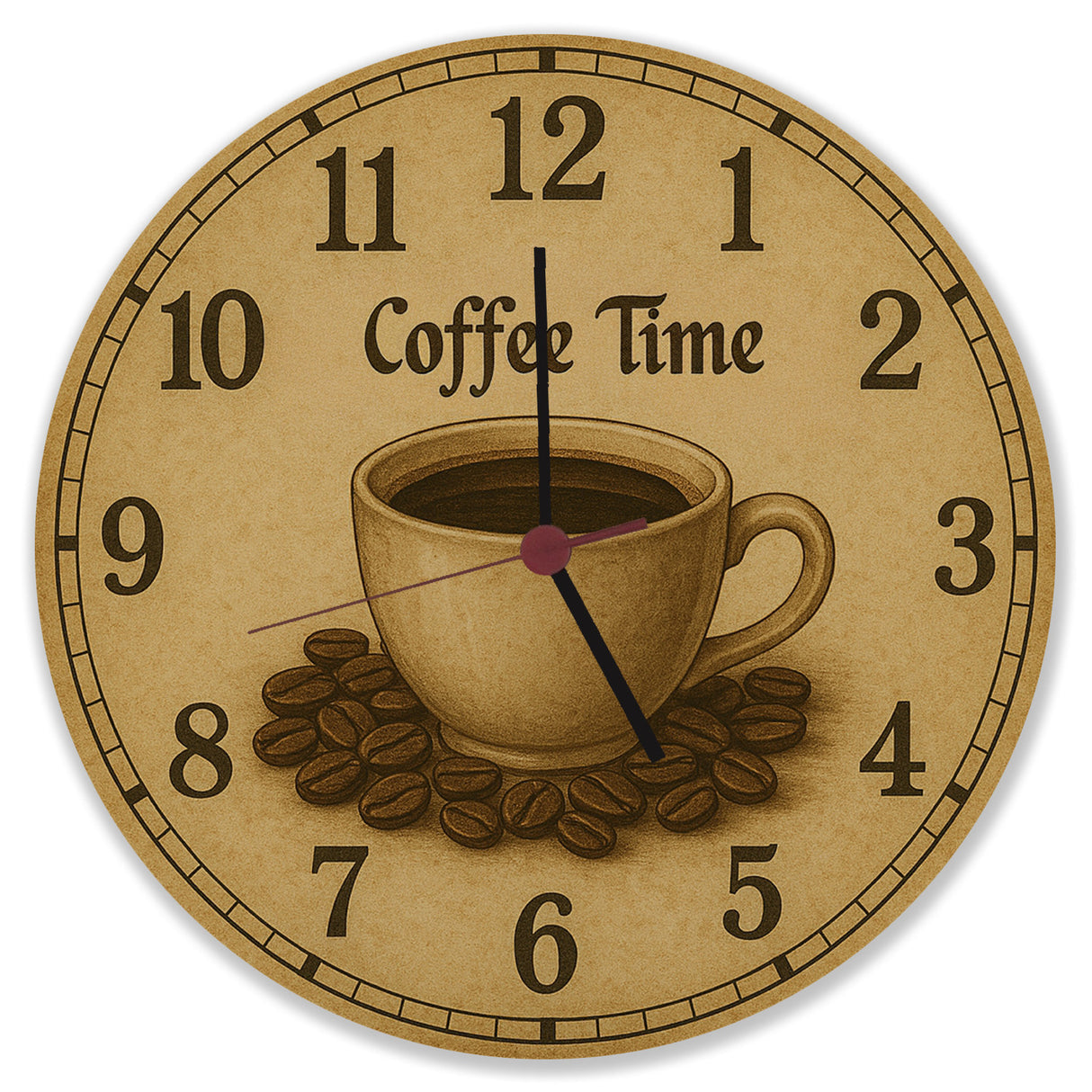 Coffee Time Wanduhr Kaffee Vintage Sepia