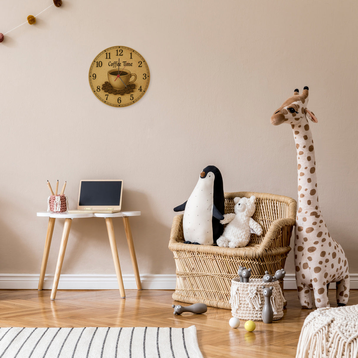 Coffee Time Wanduhr Kaffee Vintage Sepia