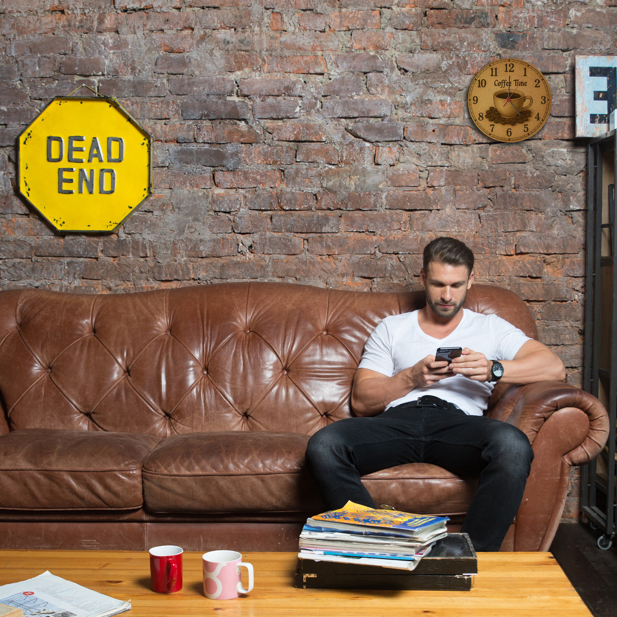 Coffee Time Wanduhr Kaffee Vintage Sepia