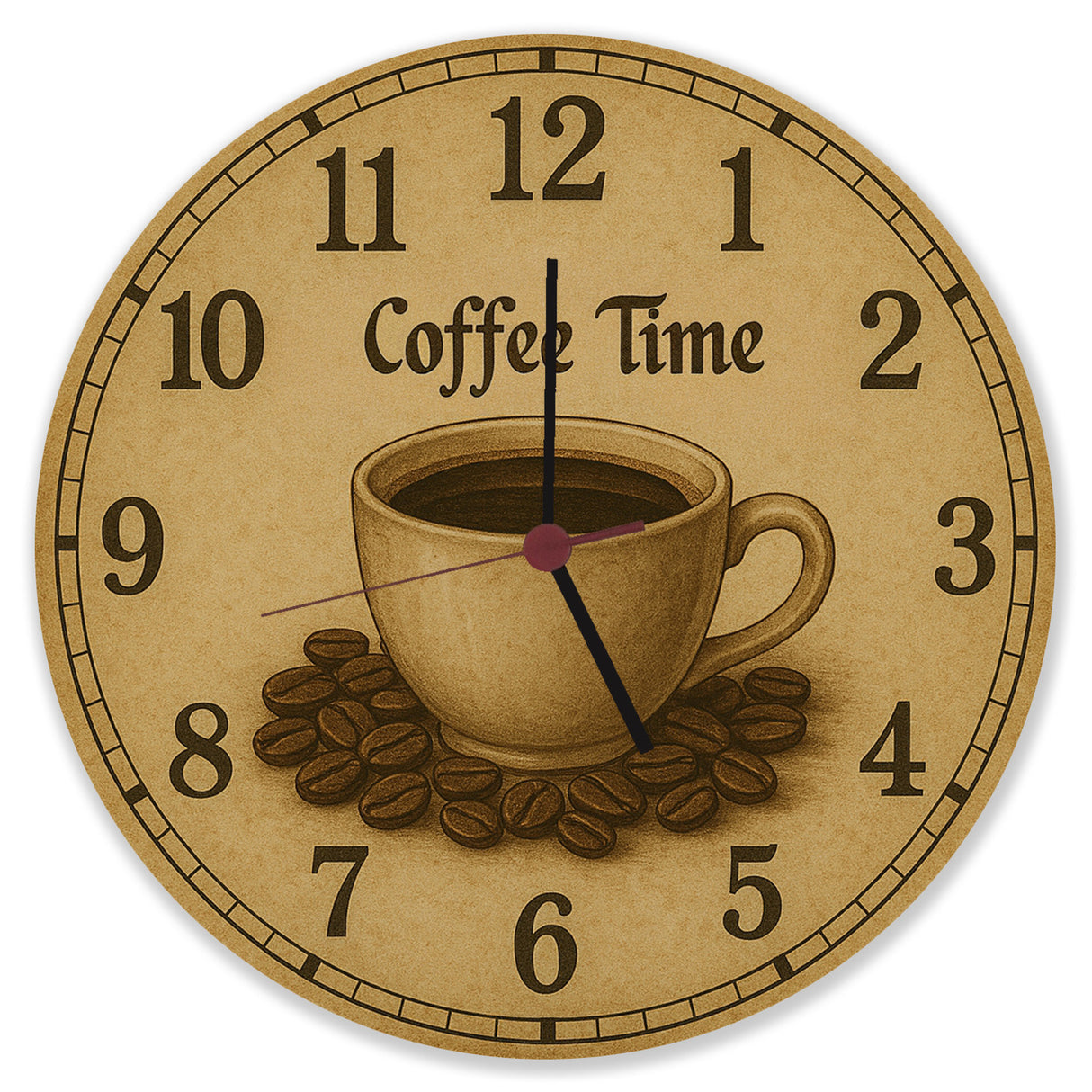 Coffee Time Wanduhr Kaffee Vintage Sepia