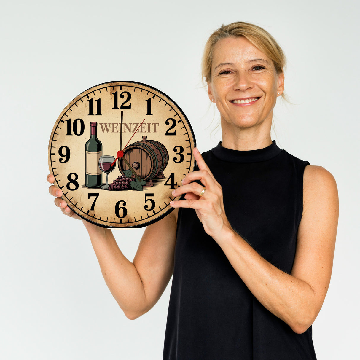 Weinflasche und Weinglas Wanduhr WEINZEIT