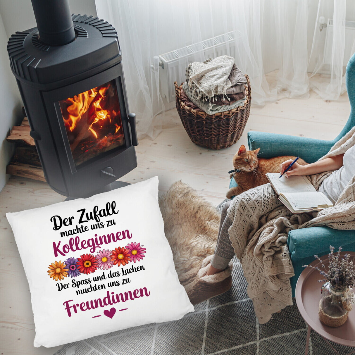 Beste Kollegin Kissen mit Spruch nicht nur Kolleginnen sondern Freundinnen