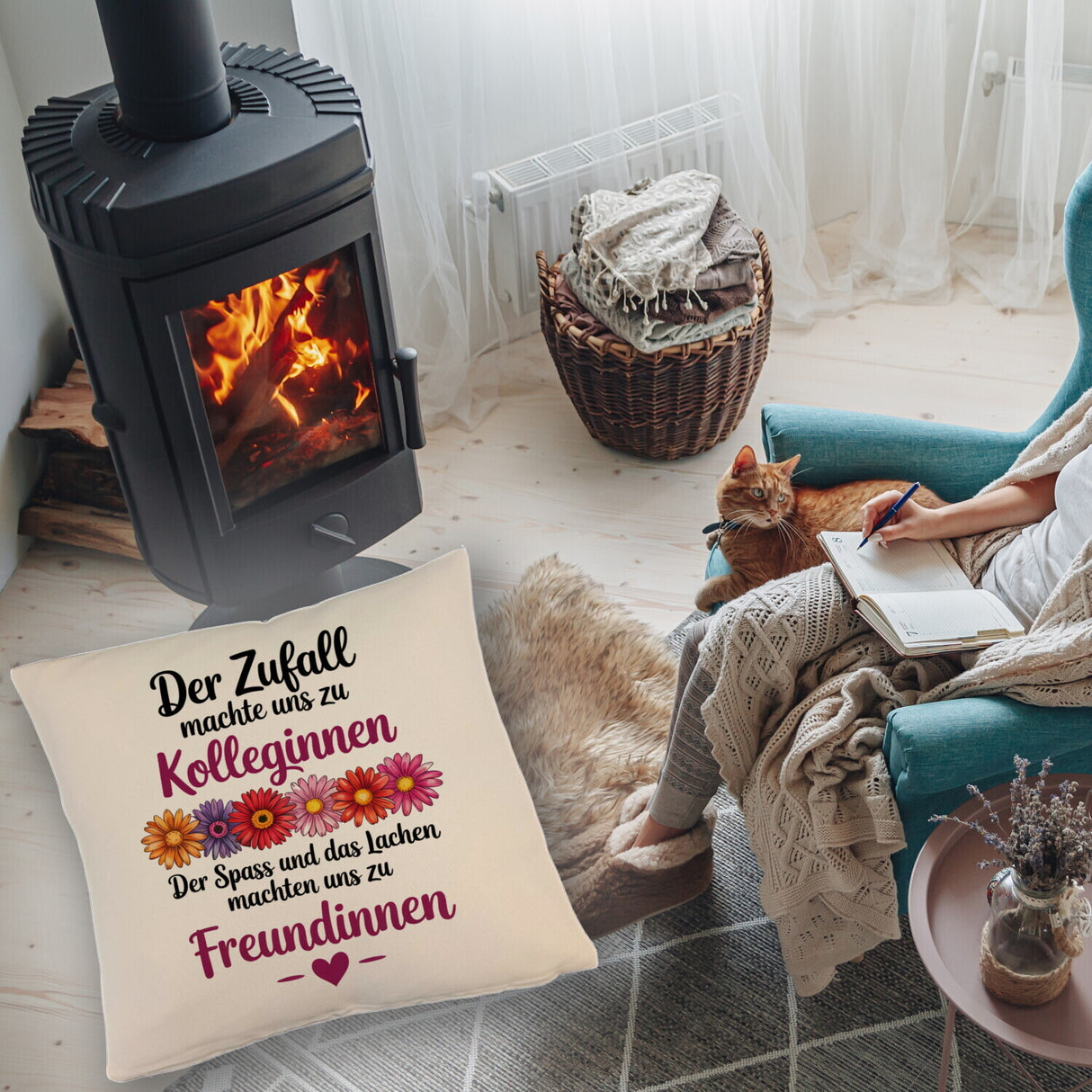 Beste Kollegin Kissen mit Spruch nicht nur Kolleginnen sondern Freundinnen