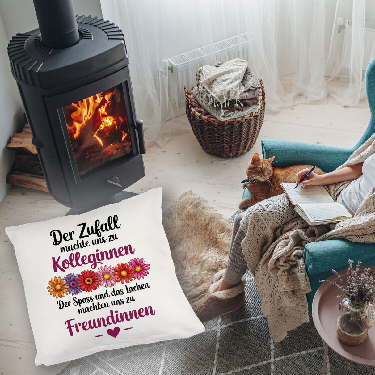 Beste Kollegin Kissen mit Spruch nicht nur Kolleginnen sondern Freundinnen