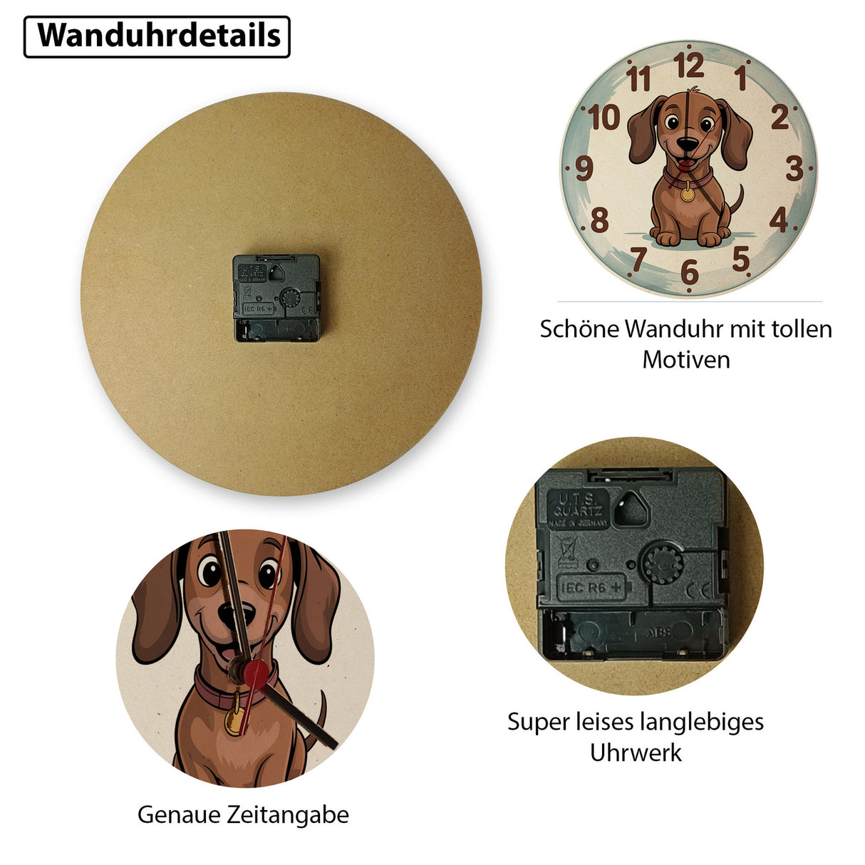 Dackel Cartoon Wanduhr für Kinderzimmer