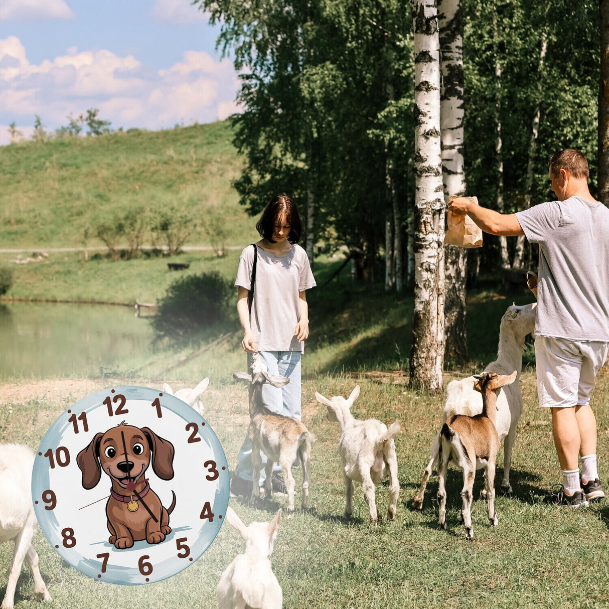 Dackel Cartoon Wanduhr für Kinderzimmer