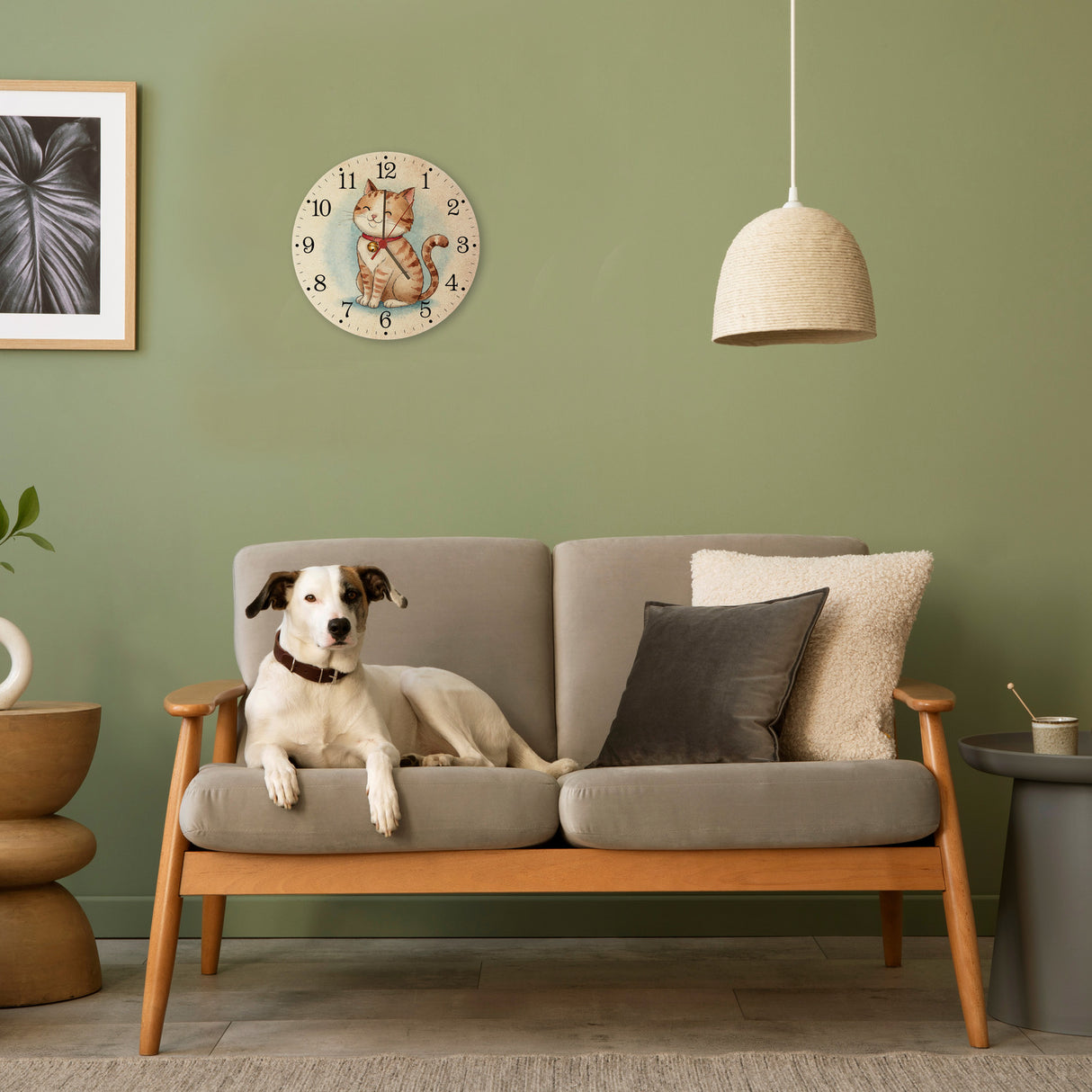 Happy Cat Time Aquarell Katzen Wanduhr für Katzenliebhaber