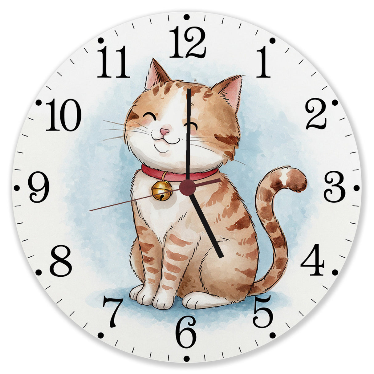 Happy Cat Time Aquarell Katzen Wanduhr für Katzenliebhaber