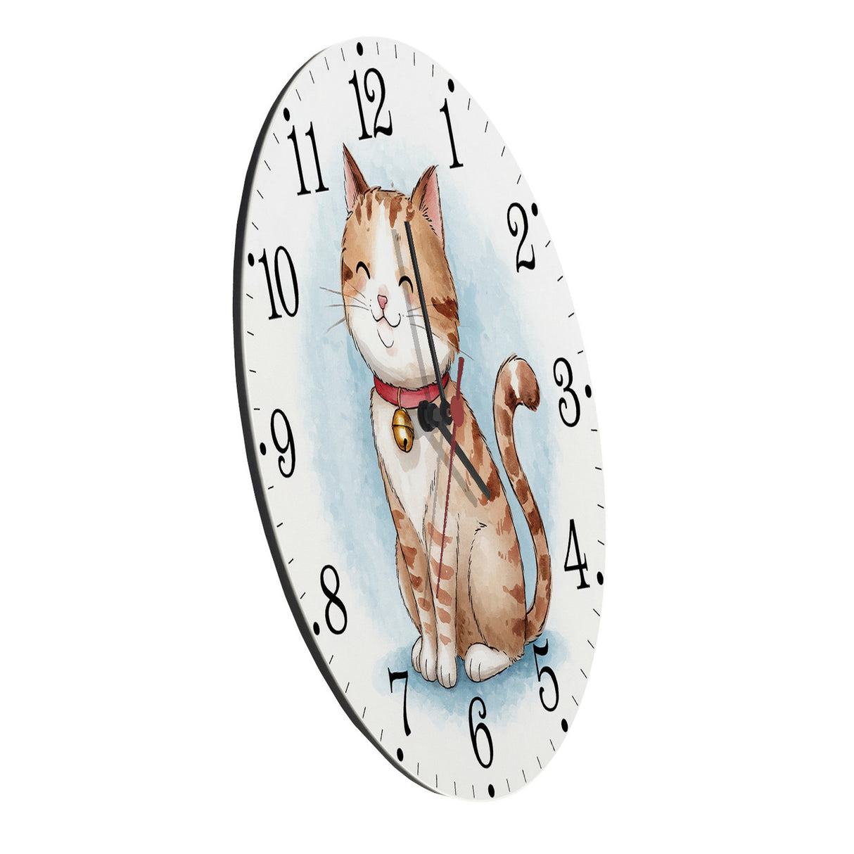 Happy Cat Time Aquarell Katzen Wanduhr für Katzenliebhaber