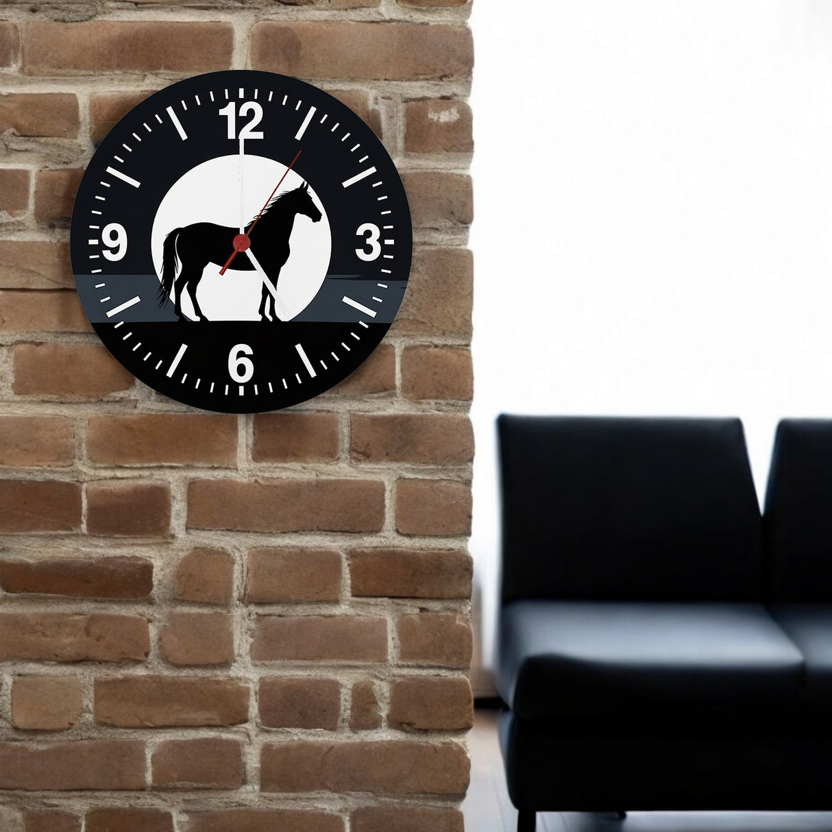 Schwarzes Pferd Silhouette Wanduhr für Pferdeliebhaber