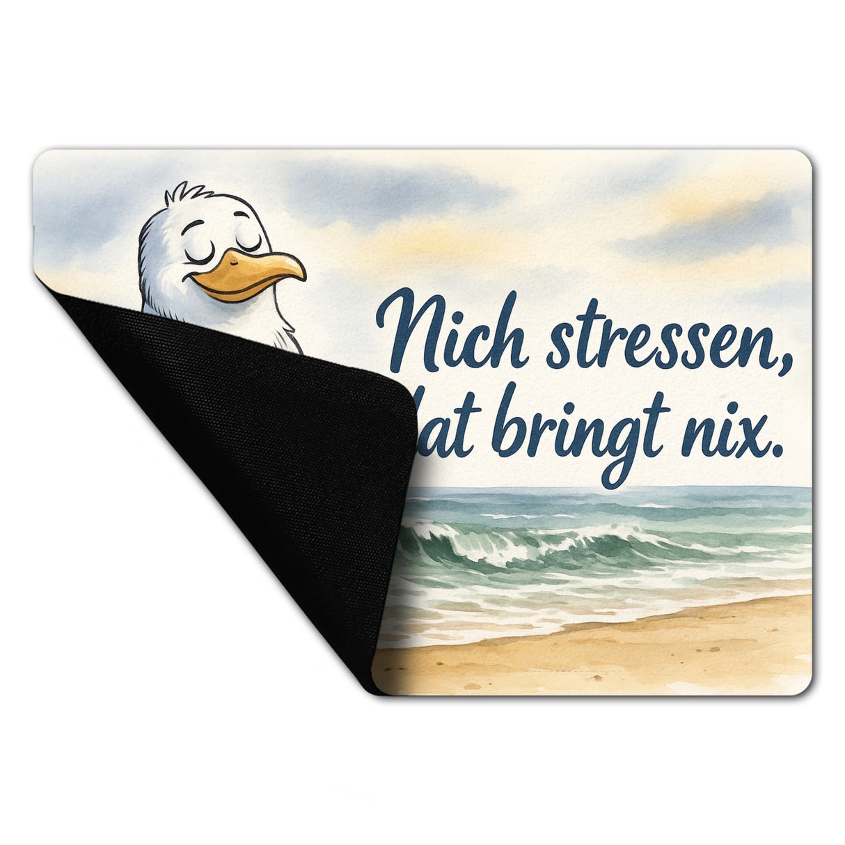 Möwe Nich stressen auf Aquarell Fußmatte in 35x50 cm ohne Rand