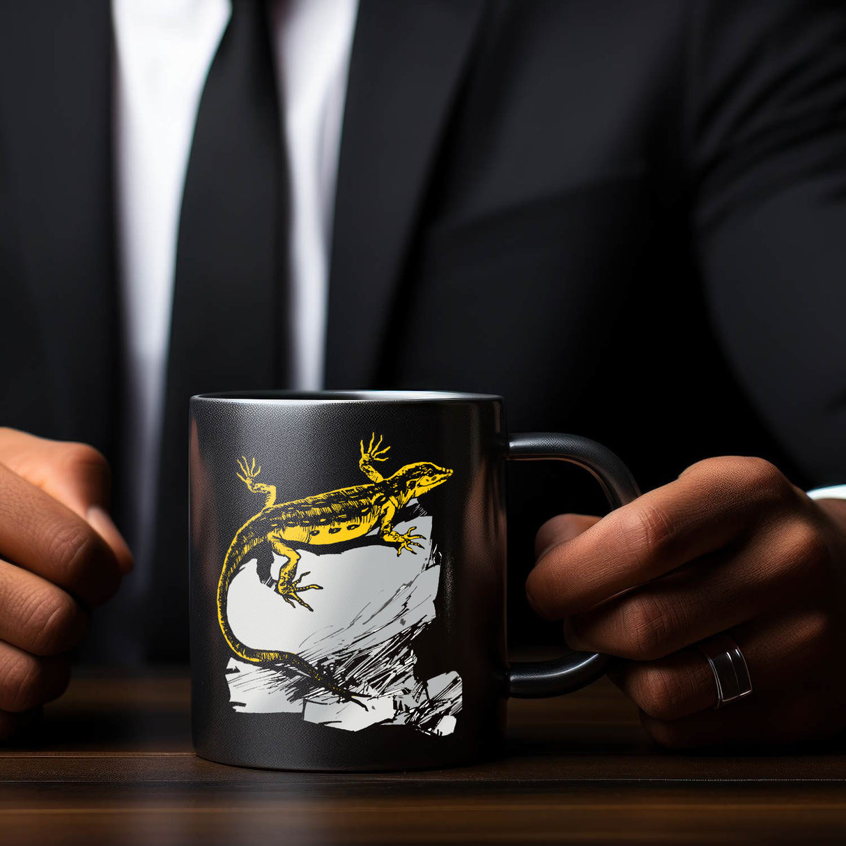 Eidechse Tasse in Schwarz