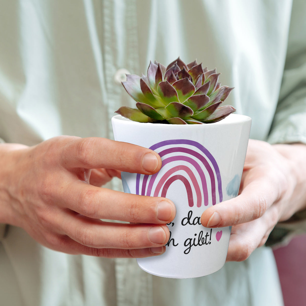 Regenbogen Blumentopf Schön, dass es dich gibt
