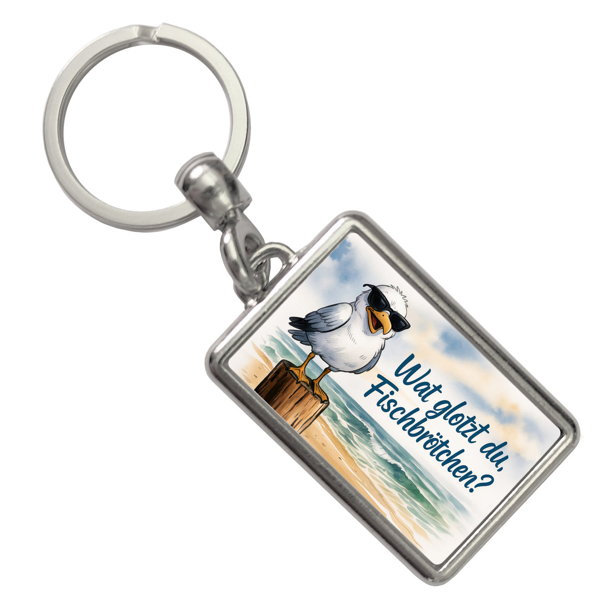 Wat glotzt du, Fischbrötchen?Möwe mit Sonnenbrille Schlüsselanhänger
