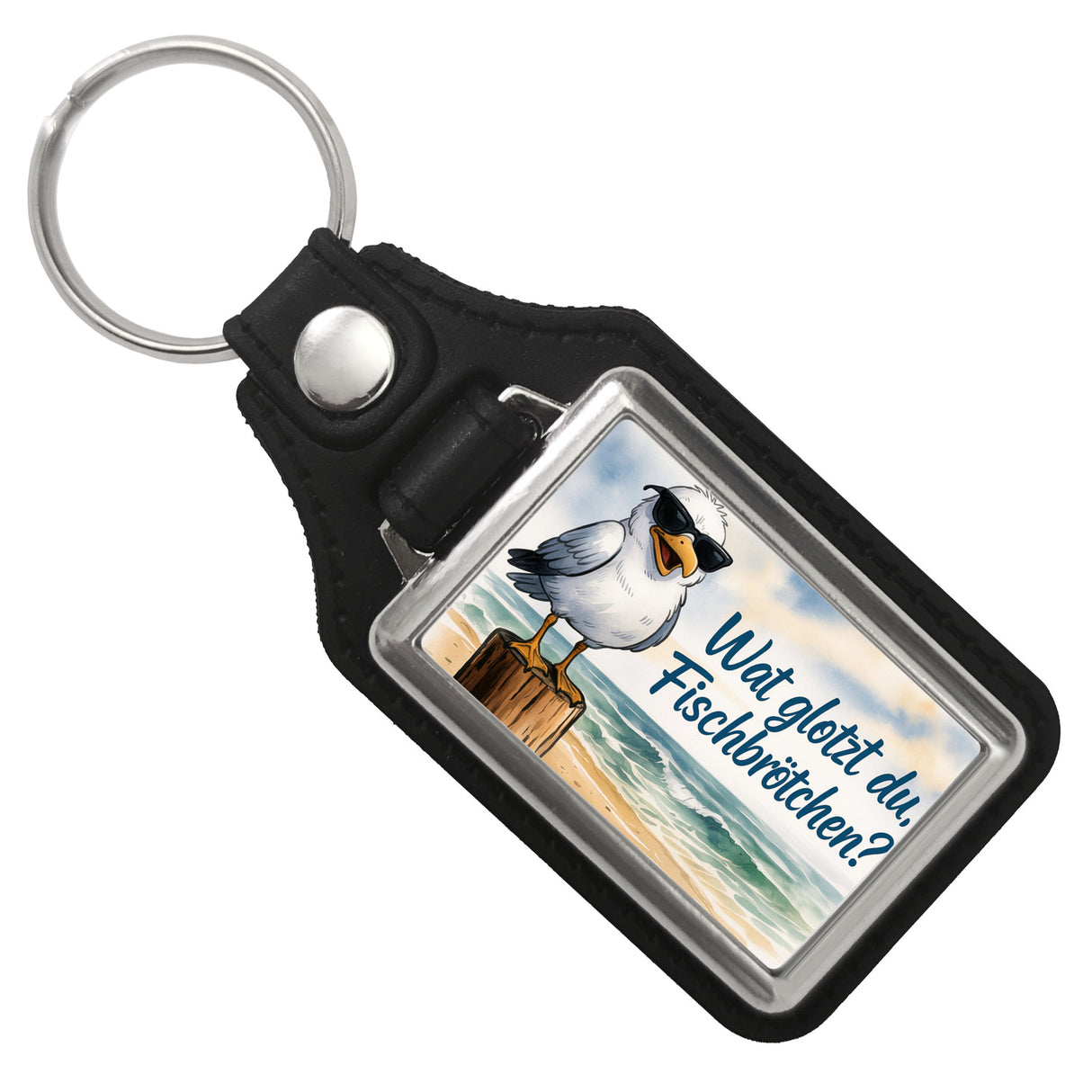 Wat glotzt du, Fischbrötchen?Möwe mit Sonnenbrille Schlüsselanhänger