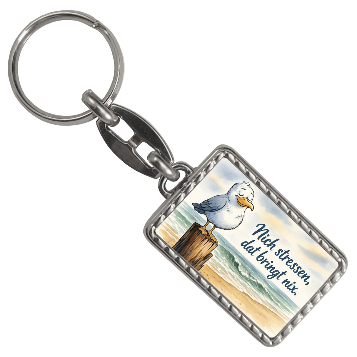 Möwe Nich stressen auf Aquarell Schlüsselanhänger