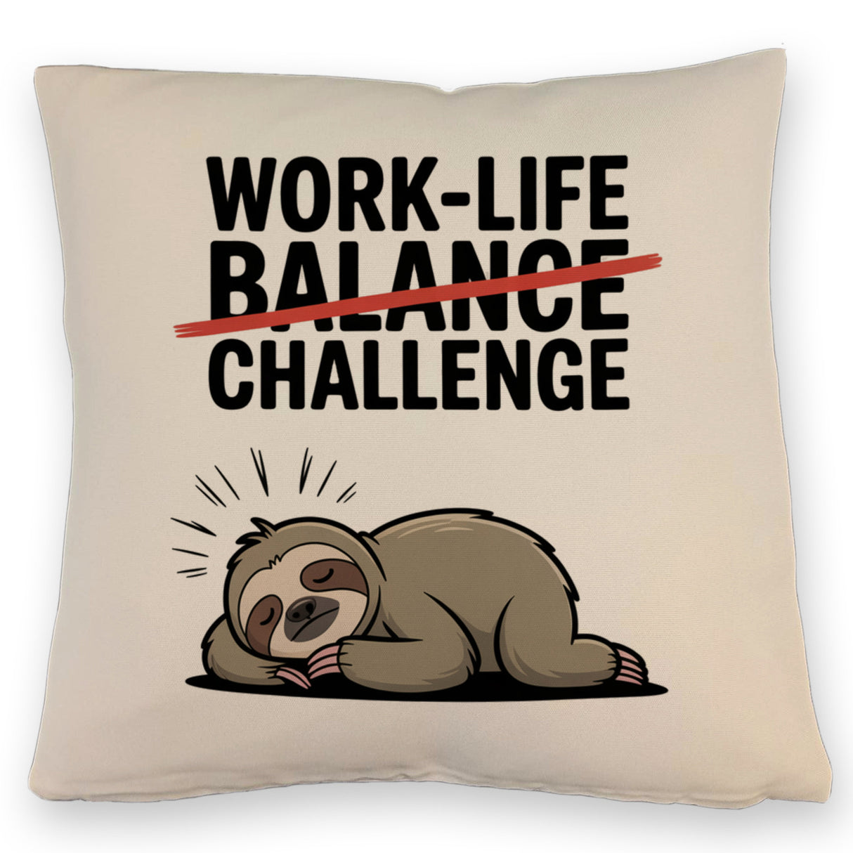 Work-Life Balance/Challenge Kissen mit Faultier