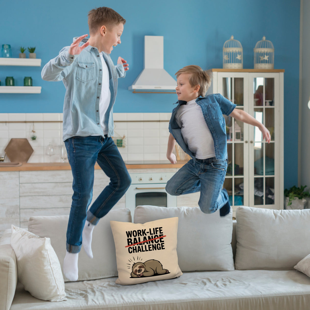 Work-Life Balance/Challenge Kissen mit Faultier