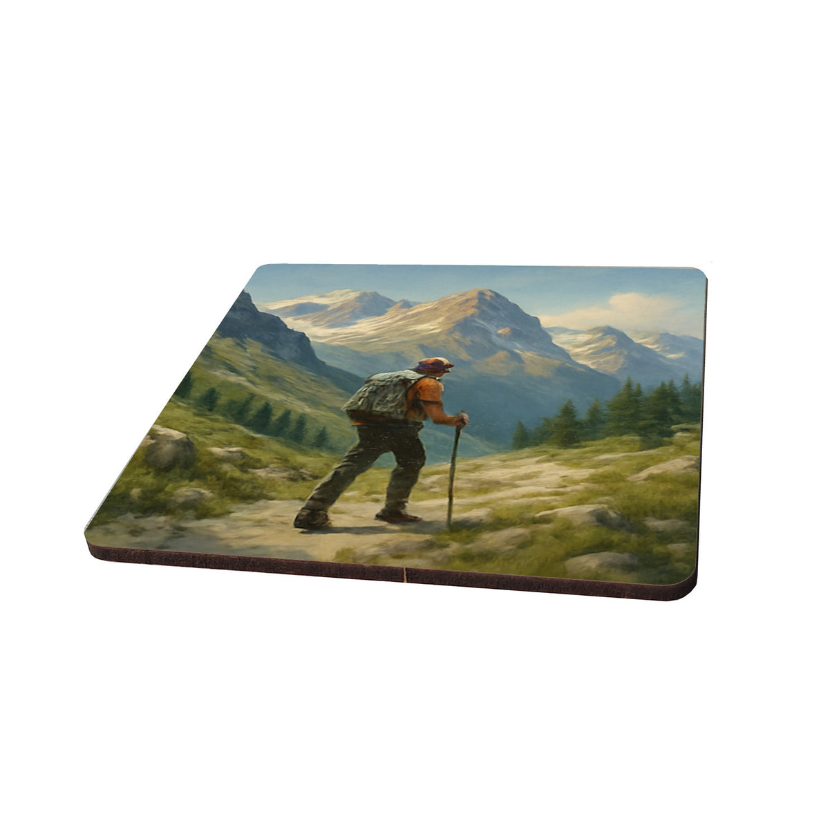 Bergweltwanderer 6er Set Untersetzer aus Holz für Naturfans