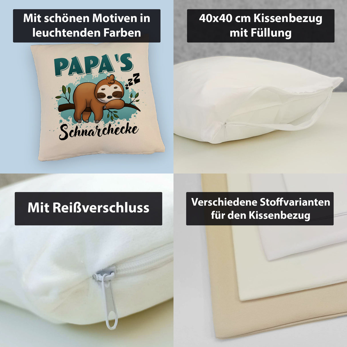 Faultier auf Ast Kissen Papa's Schnarchecke