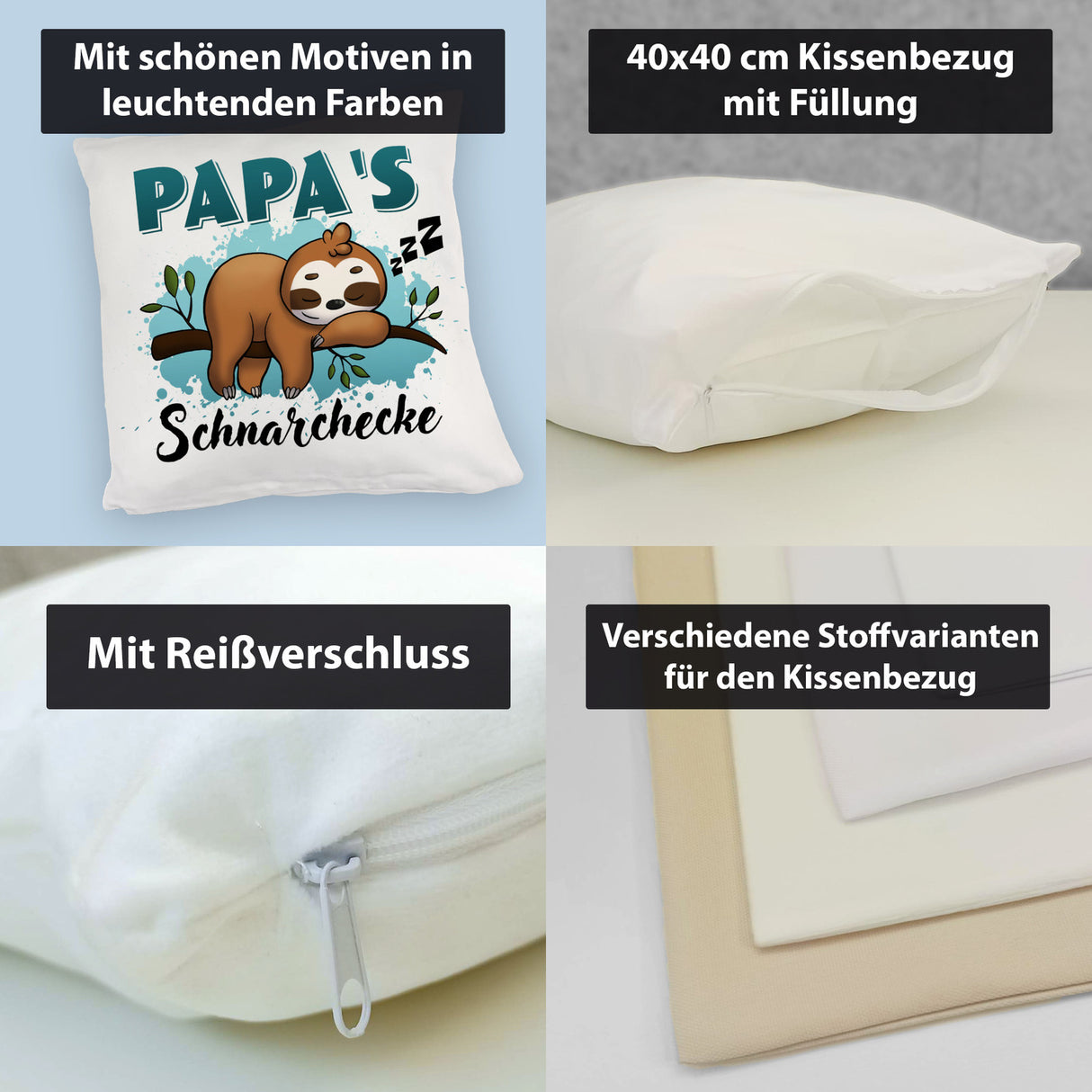 Faultier auf Ast Kissen Papa's Schnarchecke