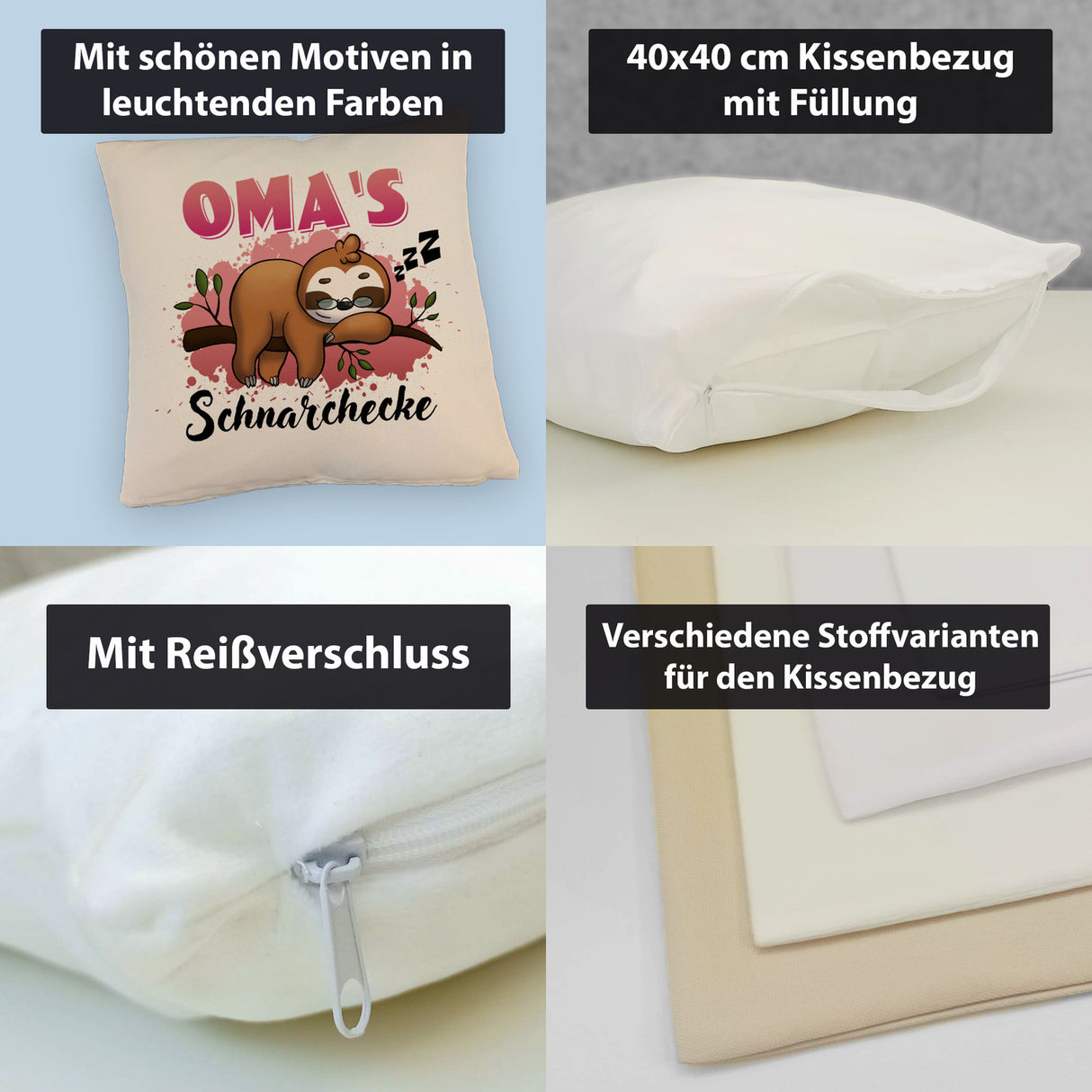 Faultier auf Ast Kissen Oma's Schnarchecke