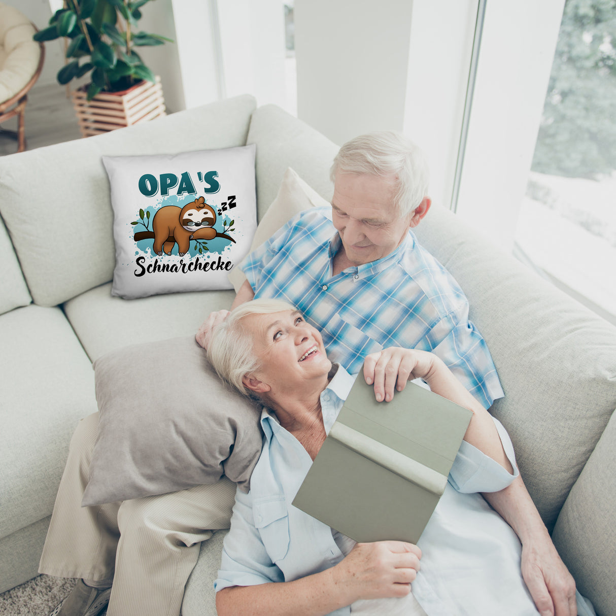 Faultier auf Ast Kissen Opa's Schnarchecke