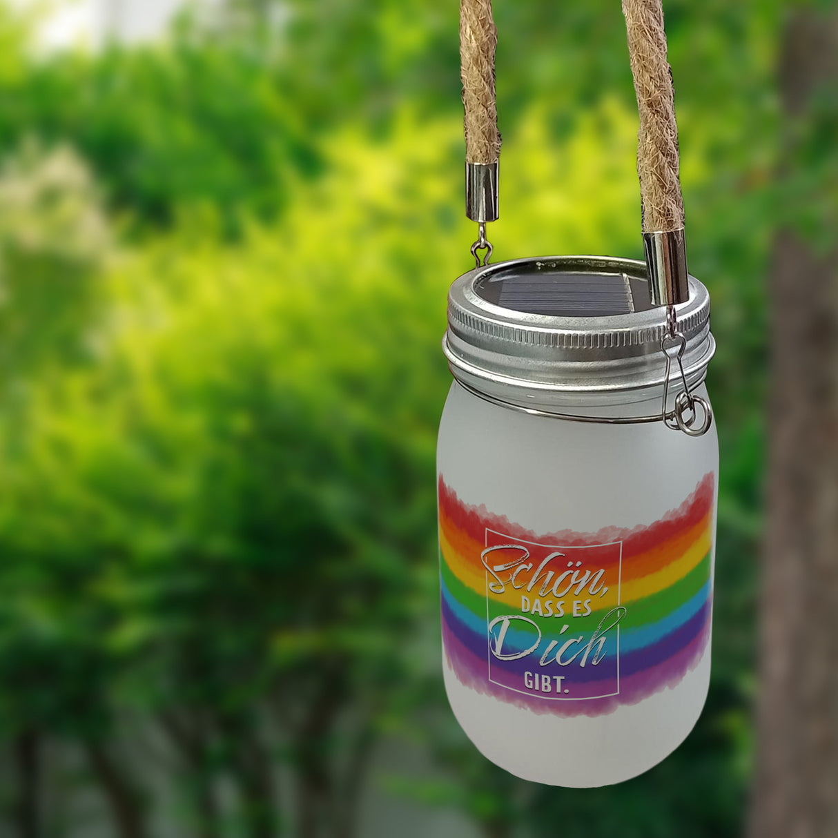 Schön, dass es Dich gibt Solarlicht mit Regenbogen