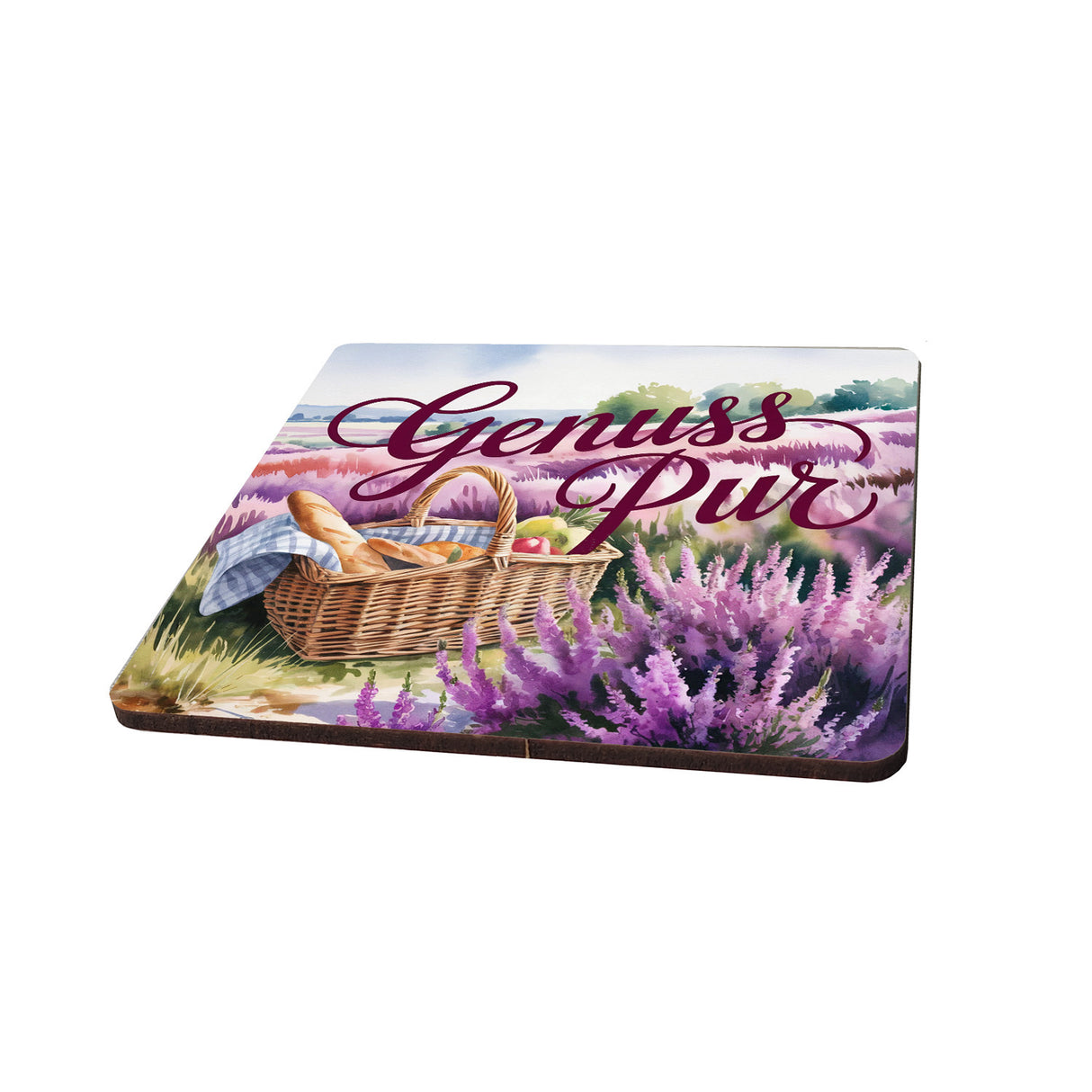 Lüneburger Heide Picknickkorb 6er Set Untersetzer aus Holz - Genuss pur