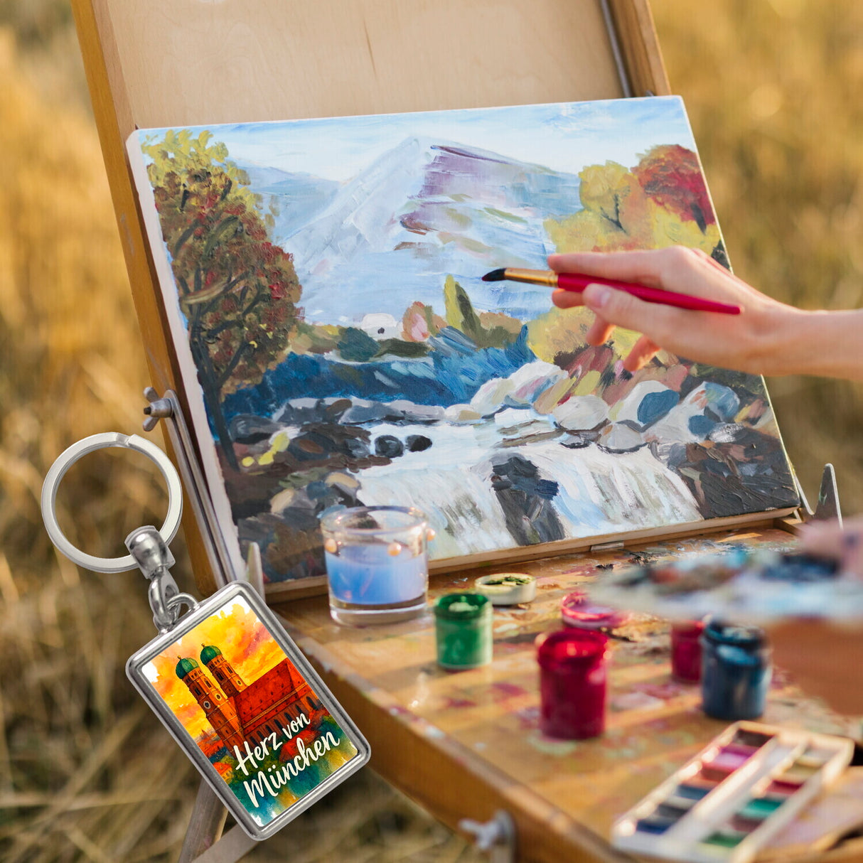 Münchner Frauenkirche Herz von München Schlüsselanhänger