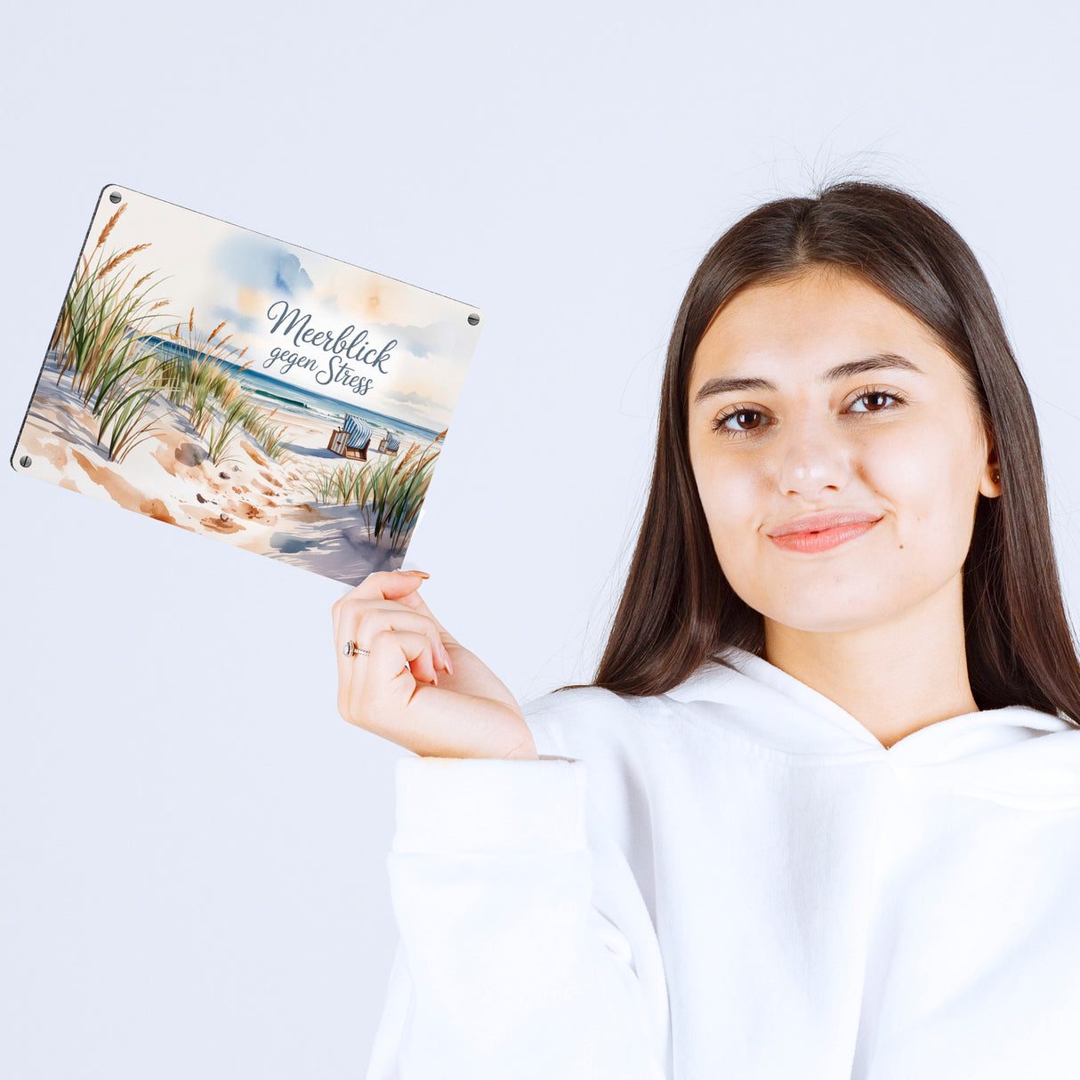 Ostsee Strandkorb Metallschild in 15x20 cm - Meerblick gegen Stress
