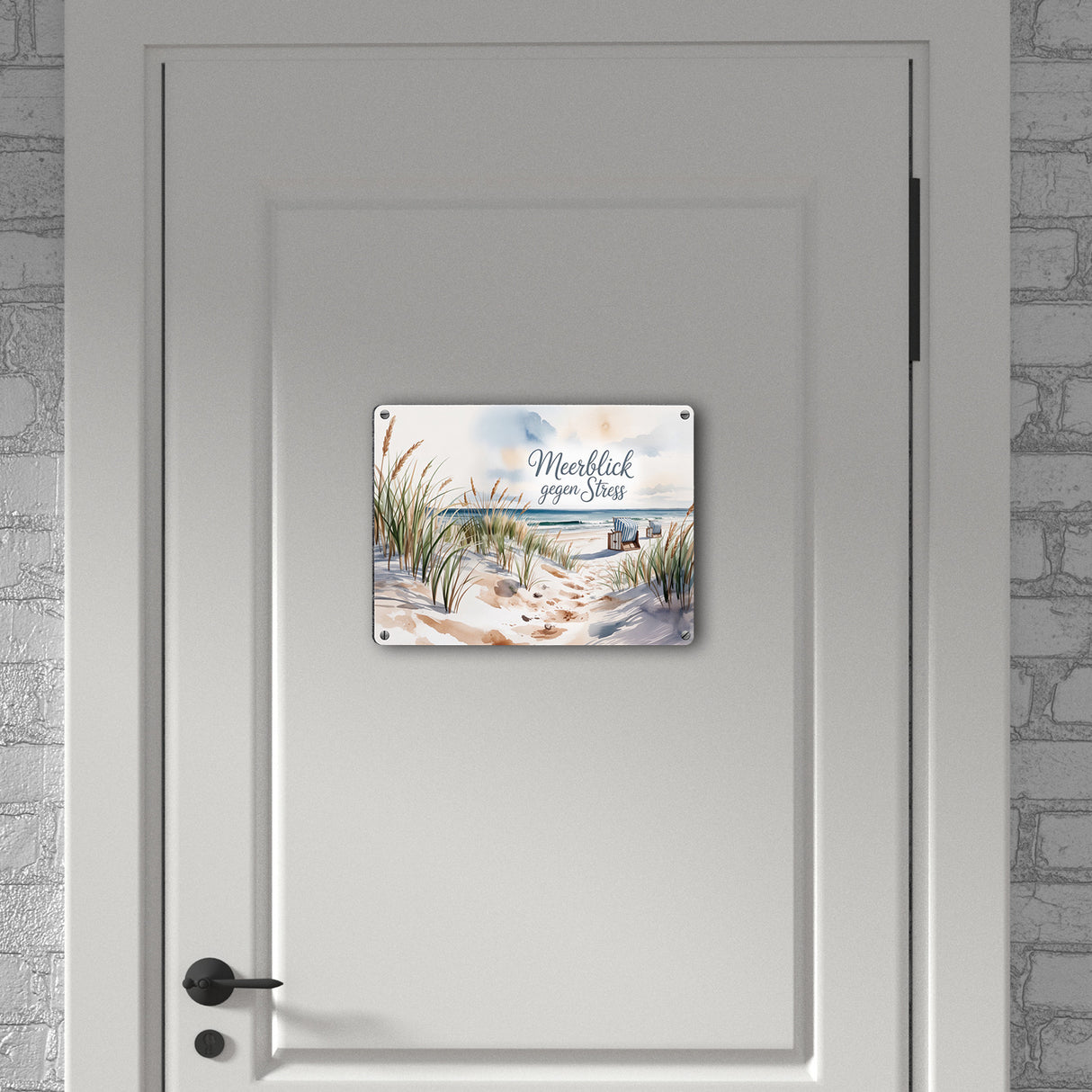 Ostsee Strandkorb Metallschild in 15x20 cm - Meerblick gegen Stress