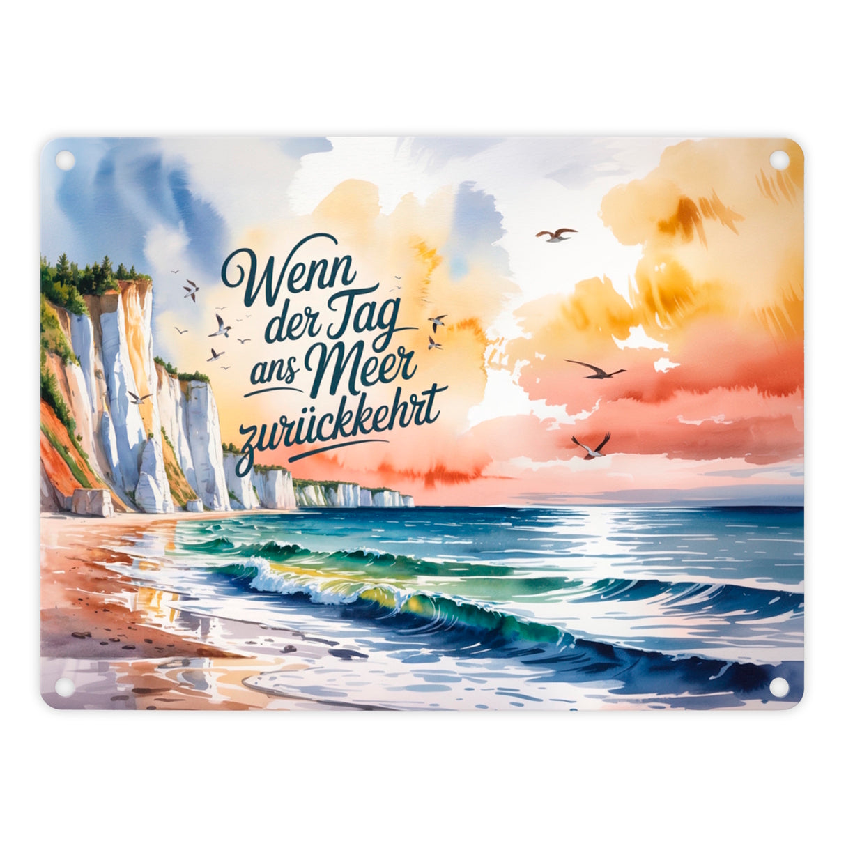 Ostsee Steilküste Rügen Metallschild in 15x20 cm - Tag ans Meer zurückkehrt