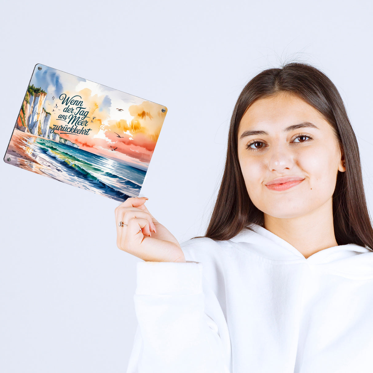 Ostsee Steilküste Rügen Metallschild in 15x20 cm - Tag ans Meer zurückkehrt